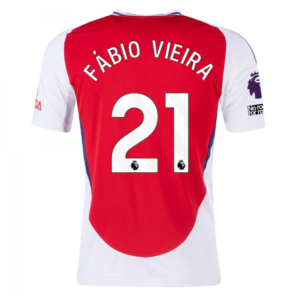 adidas Arsenal Fábio Vieira Home Jersey w/ EPL + No Room For Racism Patches 24/25 (Better Scarlet/White)