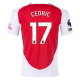 adidas Arsenal Cédric Soares Home Jersey w/ EPL + No Room For Racism Patches 24/25 (Better Scarlet/White)