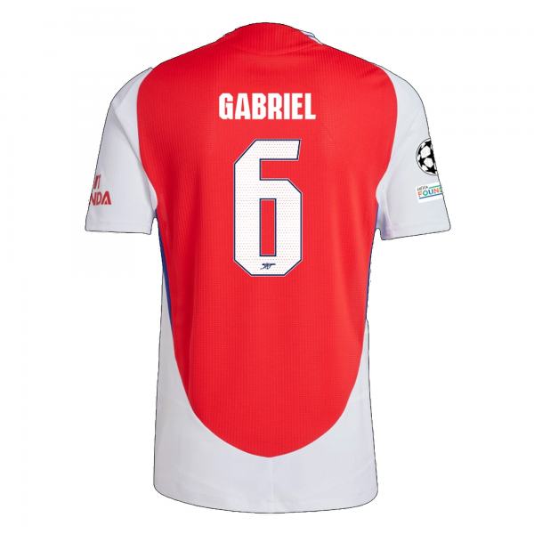 adidas Arsenal Gabriel Magalhães Home Jersey w/ Champions League Patches 24/25 (Better Scarlet/White)
