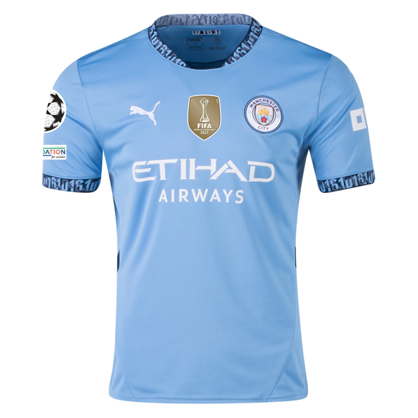 Puma Manchester Joško Gvardiol Home Jersey w/ Champions League + Club World Cup Patch 24/25 (Team Light Blue/Marine Blue)