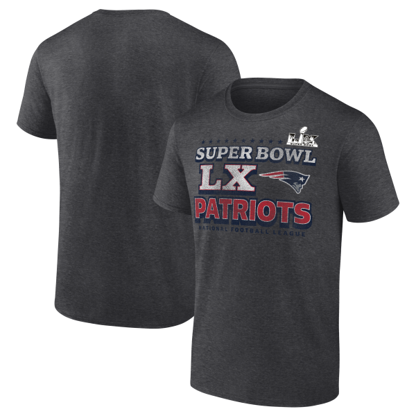 Men's New England Patriots  Charcoal Super Bowl LX Battle Prep T-Shirt