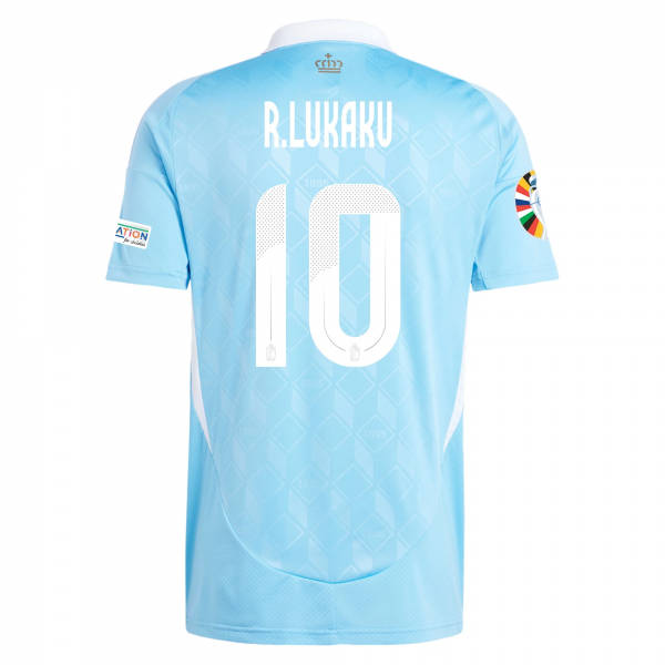adidas Belgium Romelu Lukaku Away Jersey w/ Euro 2024 Patches 24/25 (Semi Blue Burst)