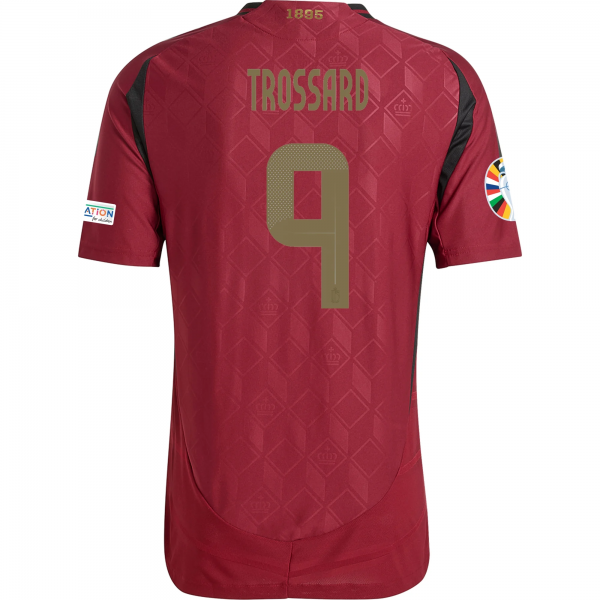adidas Belgium Leandro Trossard Home Jersey w/ Euro 2024 Patches 24/25 (Burgundy)