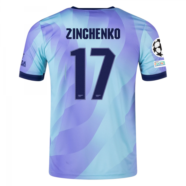 adidas Arsenal Oleksandr Zinchenko Third Jersey w/ Champions League Patches 24/25 (Clear Aqua/Light Flash Purple)
