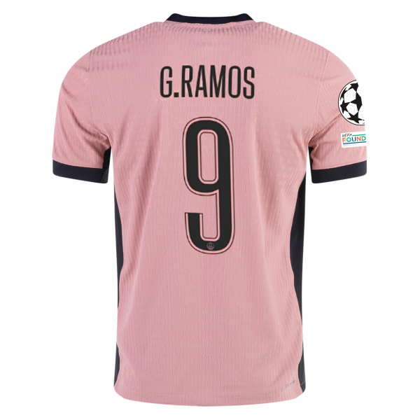 Nike Paris Saint-Germain Authentic Gon?alo Ramos Third Jersey w/ Champions League Patches 24/25 (Rust Pink/Black)