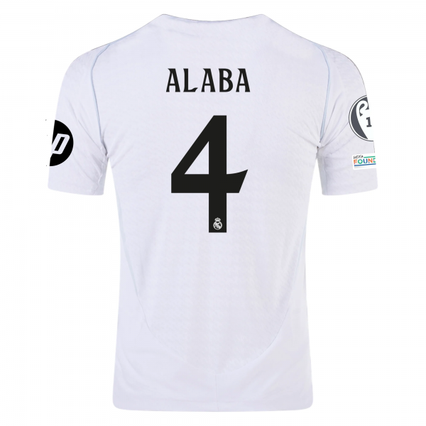 adidas Real Madrid David Alaba Home Jersey w/ Champions League Patches 24/25 (White/Black)