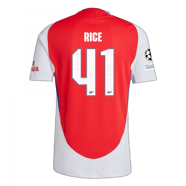 adidas Arsenal Declan Rice Home Jersey w/ Champions League Patches 24/25 (Better Scarlet/White)