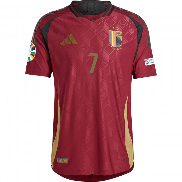 adidas Belgium Kevin De Bruyne Home Jersey w/ Euro 2024 Patches 24/25 (Burgundy)