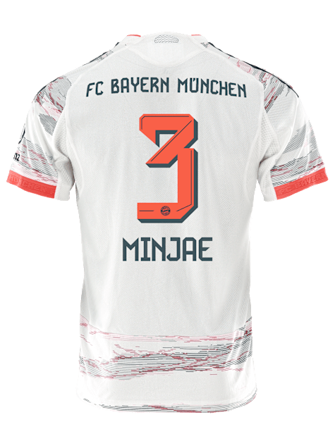 adidas Minjae Away Jersey 25/26 w/ Sponsor + Meister Bundesliga Patch (White/Red)
