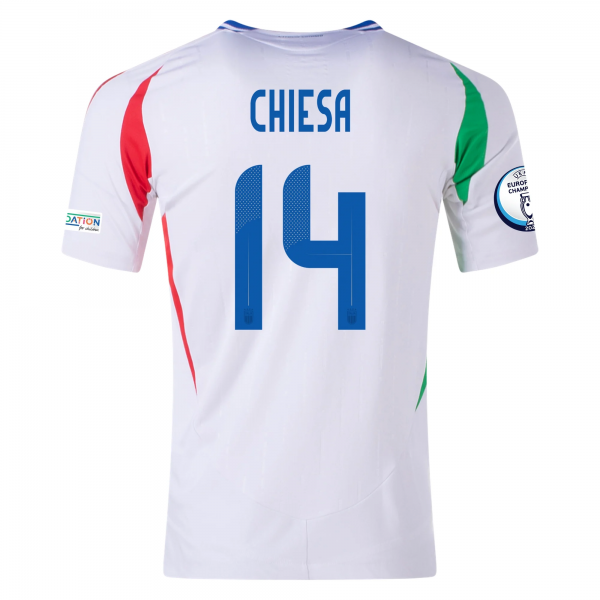 adidas Italy Federico Chiesa Away Jersey w/ Euro 2024 Patches 24/25 (White)