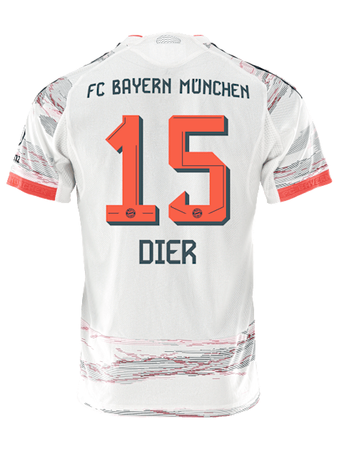 adidas Dier Away Jersey 25/26 w/ Sponsor + Meister Bundesliga Patch (White/Red)
