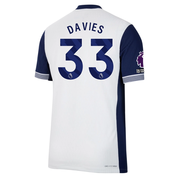 Nike Tottenham Ben Davies Home Jersey w/ EPL + No Room For Racism Patches 24/25 (White/Binary Blue)