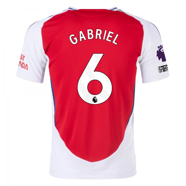 adidas Arsenal Gabriel Magalhães Home Jersey w/ EPL + No Room For Racism Patches 24/25 (Better Scarlet/White)