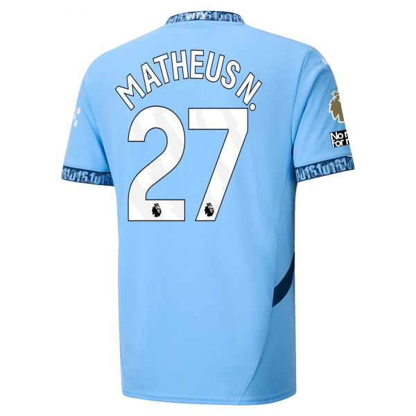 Puma Manchester City Matheus Nunes Home Jersey w/ EPL + No Room For Racism Patch 24/25 (Team Light Blue/Marine Blue)