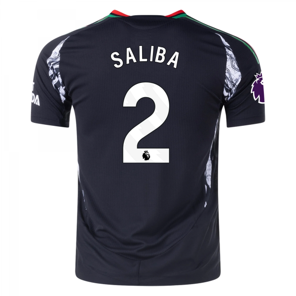 adidas Arsenal William Saliba Away Jersey w/ EPL Patch 24/25 (Black)