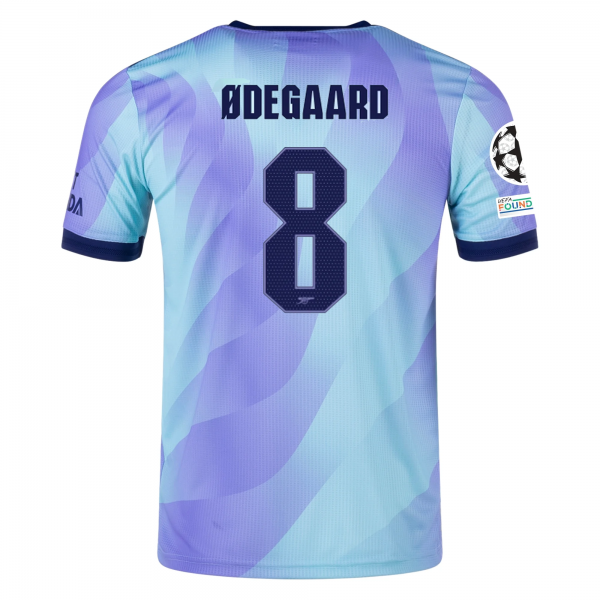 adidas Arsenal Martin Ødegaard Third Jersey w/ Champions League Patches 24/25 (Clear Aqua/Light Flash Purple)