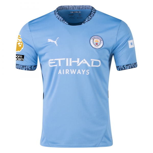 Puma Manchester City John Stones Home Jersey w/ EPL + No Room For Racism + Club World Cup Patches 24/25 (Team Light Blue/Marine Blue)