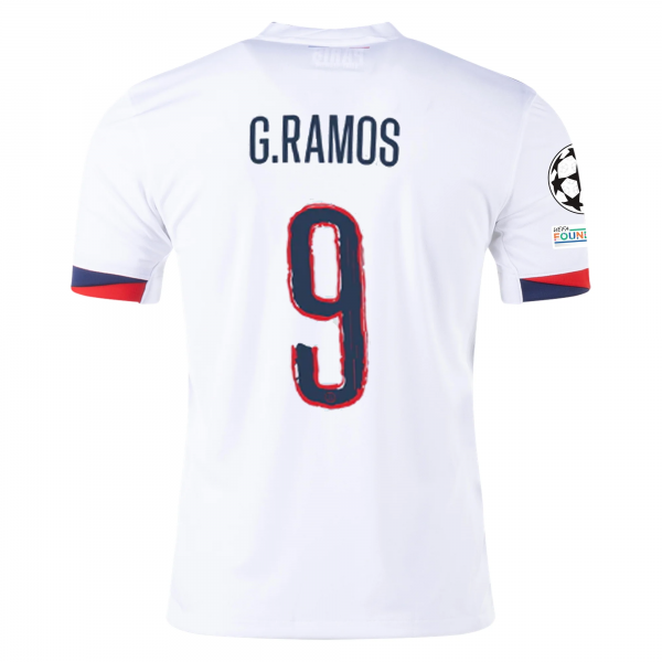 Nike Paris Saint-Germain Gon?alo Ramos Away Jersey w/ Champions League Patches 24/25 (White/Midnight Navy)
