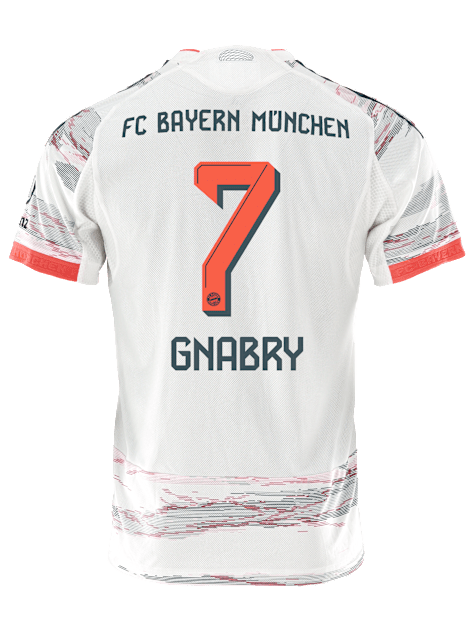adidas Gnabry Away Jersey 25/26 w/ Sponsor + Meister Bundesliga Patch (White/Red)