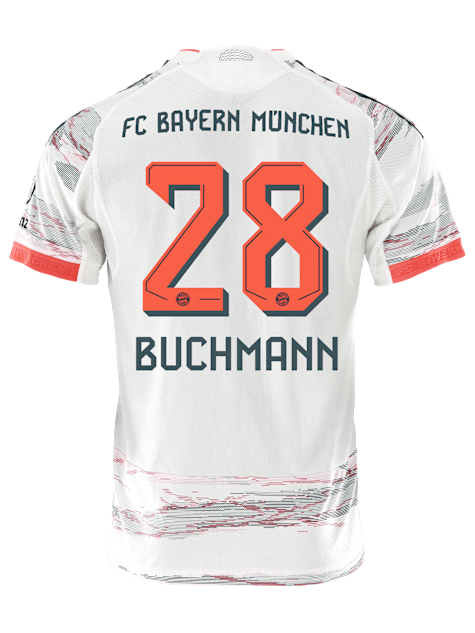 adidas Buchmann Away Jersey 25/26 w/ Sponsor + Meister Bundesliga Patch (White/Red)