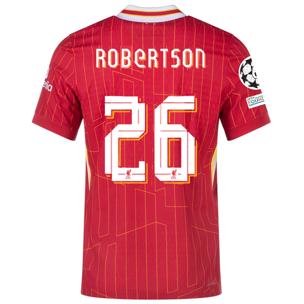 Nike Liverpool Match Andrew Robertson Home Jersey w/ Champions League Patches 24/25 (Gym Red/Chrome Yellow)