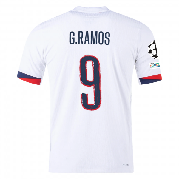Nike Paris Saint-Germain Authentic Gon?alo Ramos Away Jersey w/ Champions League Patches 24/25 (White/Midnight Navy)