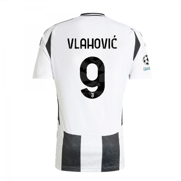adidas Juventus Authentic Du?an Vlahovi? Home Jersey w/ Champions League + Copa Italia Patches 24/25 (White/Black)