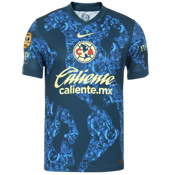 Nike Club America Diego Valdes Away Jersey w/ Liga MX C24 Patch 24/25 (Valerian Blue/Lemon Chiffon)