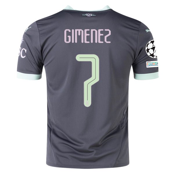 Puma AC Milan Santi Gimenez Third Jersey w/ Champions League Patches 24/25 (Shadow Gray/Fresh Mint)