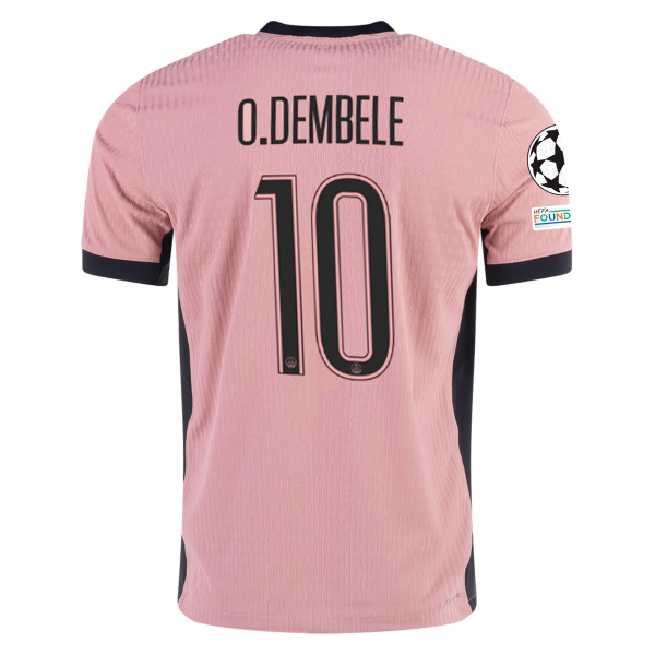 Nike Paris Saint-Germain Ousmane Dembélé Third Jersey w/ Champions League Patches 24/25 (Rust Pink/Black)