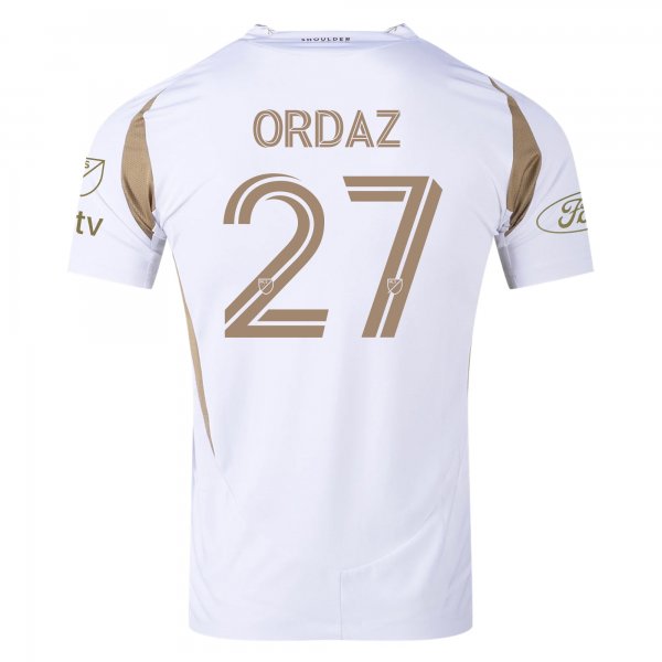 adidas Nathan Ordaz LAFC Away Jersey w/ MLS + Apple + Ford Logo 25/26 (White/Gold)