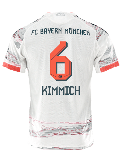 adidas Kimmich Away Jersey 25/26 w/ Sponsor + Meister Bundesliga Patch (White/Red)