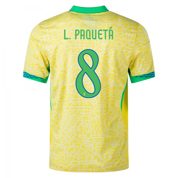 Nike Brazil Lucas Paqueta Home Jersey 24/25 (Dynamic Yellow/Lemon Chiffon/Green Spark)