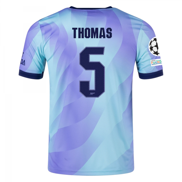 adidas Arsenal Thomas Partey Third Jersey w/ Champions League Patches 24/25 (Clear Aqua/Light Flash Purple)