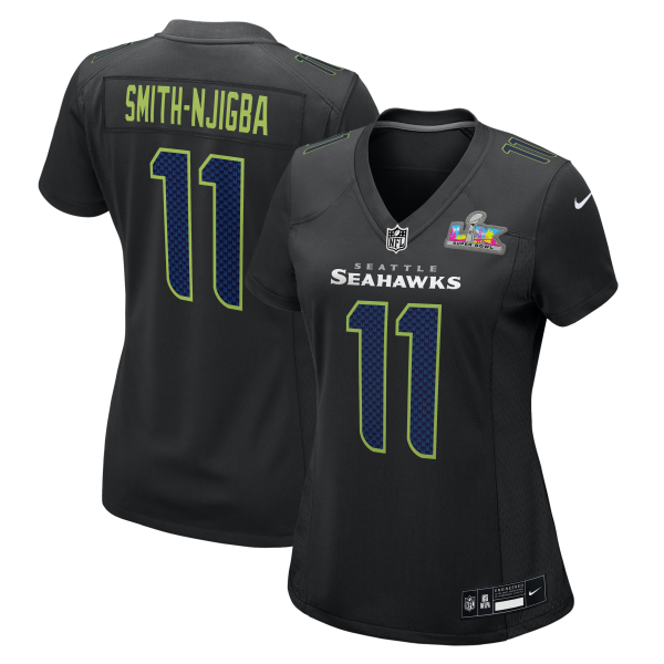 Women's Seattle Seahawks Jaxon Smith-Njigba Nike Black Super Bowl LX Patch Carbon Fashion Game Jersey