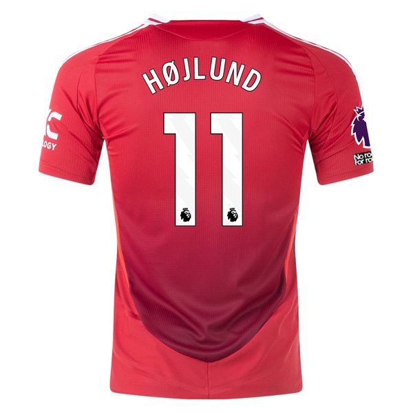 adidas Manchester United Authentic Rasmus H?jlund Home Jersey w/ EPL + No Room For Racism Patches 24/25 (MUFC Red/Bright Red)