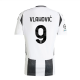 adidas Juventus Authentic Du?an Vlahovi? Home Jersey w/ Champions League + Copa Italia Patches 24/25 (White/Black)