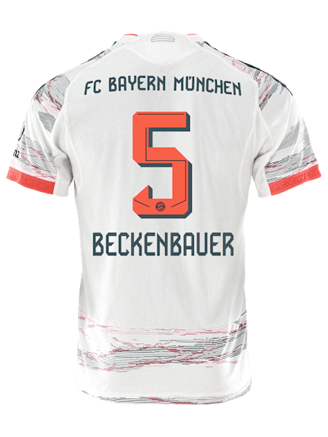 adidas Beckenbauer Away Jersey 25/26 w/ Sponsor + Meister Bundesliga Patch (White/Red)